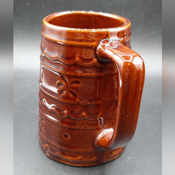 Vtg Marcrest Daisy Dot Stoneware Brown Coffee Tea Beer Mug Cup 4 Tikki Vibe 5.5" - Picture 7 of 9